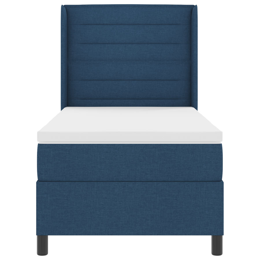 Boxspringbed met matras en LED stof blauw 90x200 cm