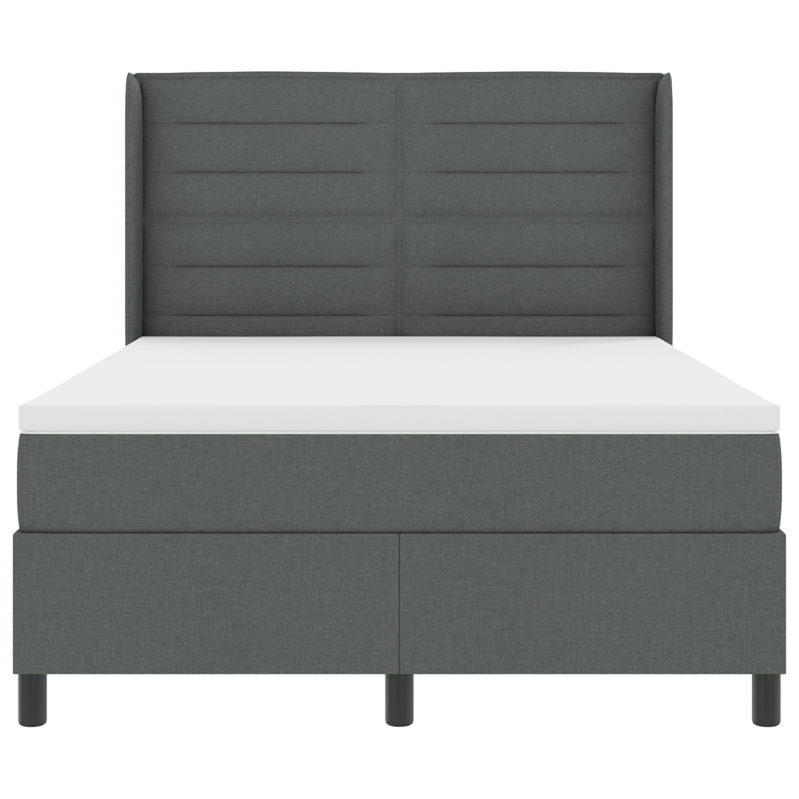Boxspringsbed met matras en LED stof donkergrijs 140x190 cm
