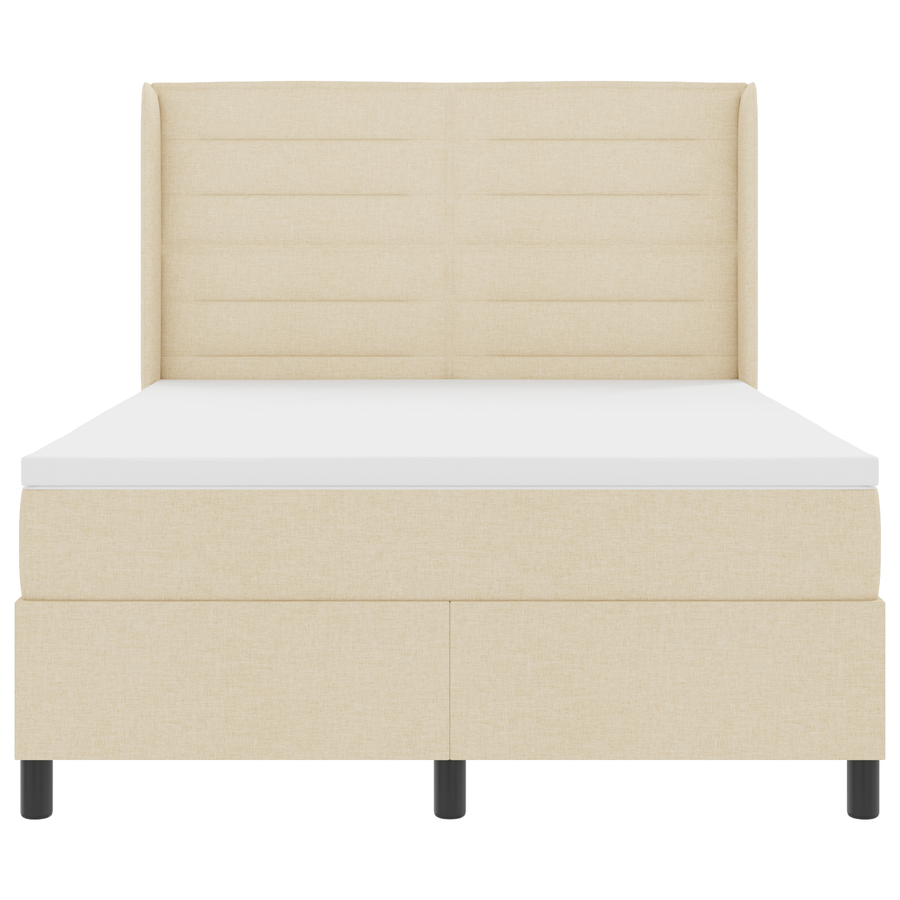 Boxspringbed met matras en LED stof crèmekleurig 140x190 cm