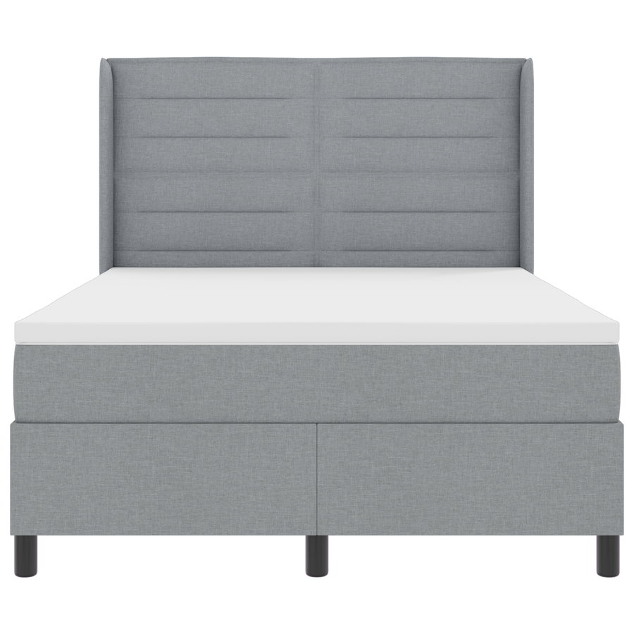 Boxspringbed met matras en LED stof lichtgrijs 140x200 cm