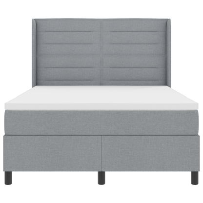 Boxspringbed met matras en LED stof lichtgrijs 160x200 cm