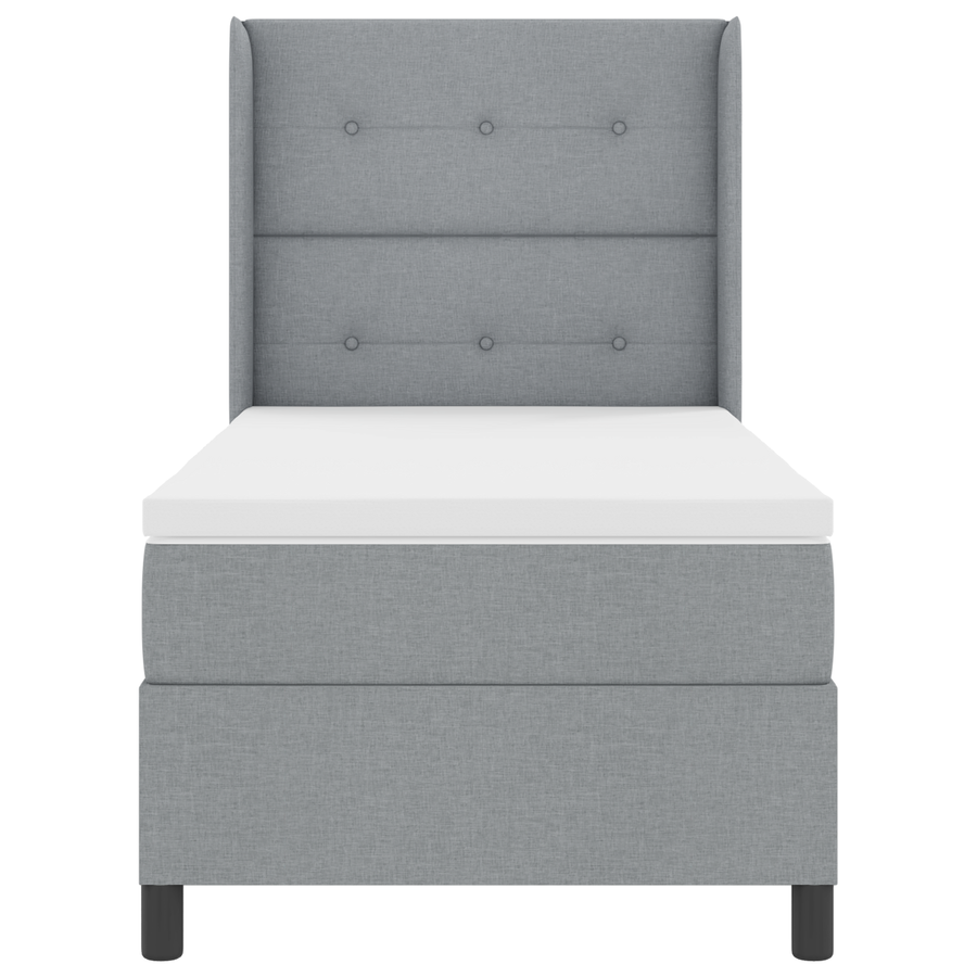 Boxspringbed met matras en LED stof lichtgrijs 90x190 cm
