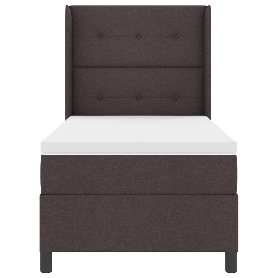 Boxspringbed met matras en LED stof donkerbruin 90x190 cm