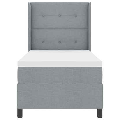 Boxspringbed met matras en LED stof lichtgrijs 90x200 cm