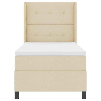 Boxspringbed met matras en LED stof crèmekleurig 90x200 cm