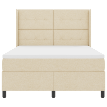 Boxspringbed met matras en LED stof crèmekleurig 140x190 cm