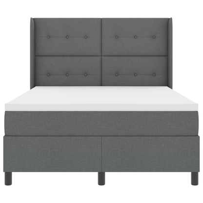 Boxspringbed met matras en LED stof donkergrijs 140x200 cm