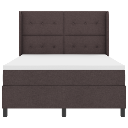 Boxspringbed met matras en LED stof donkerbruin 140x200 cm