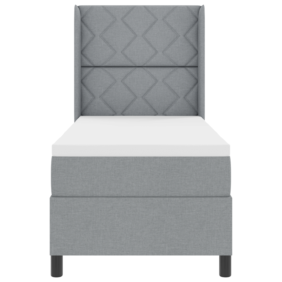 Boxspringbed met matras en LED stof lichtgrijs 80x200 cm