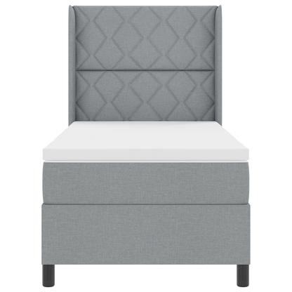 Boxspringbed met matras en LED stof lichtgrijs 100x200 cm