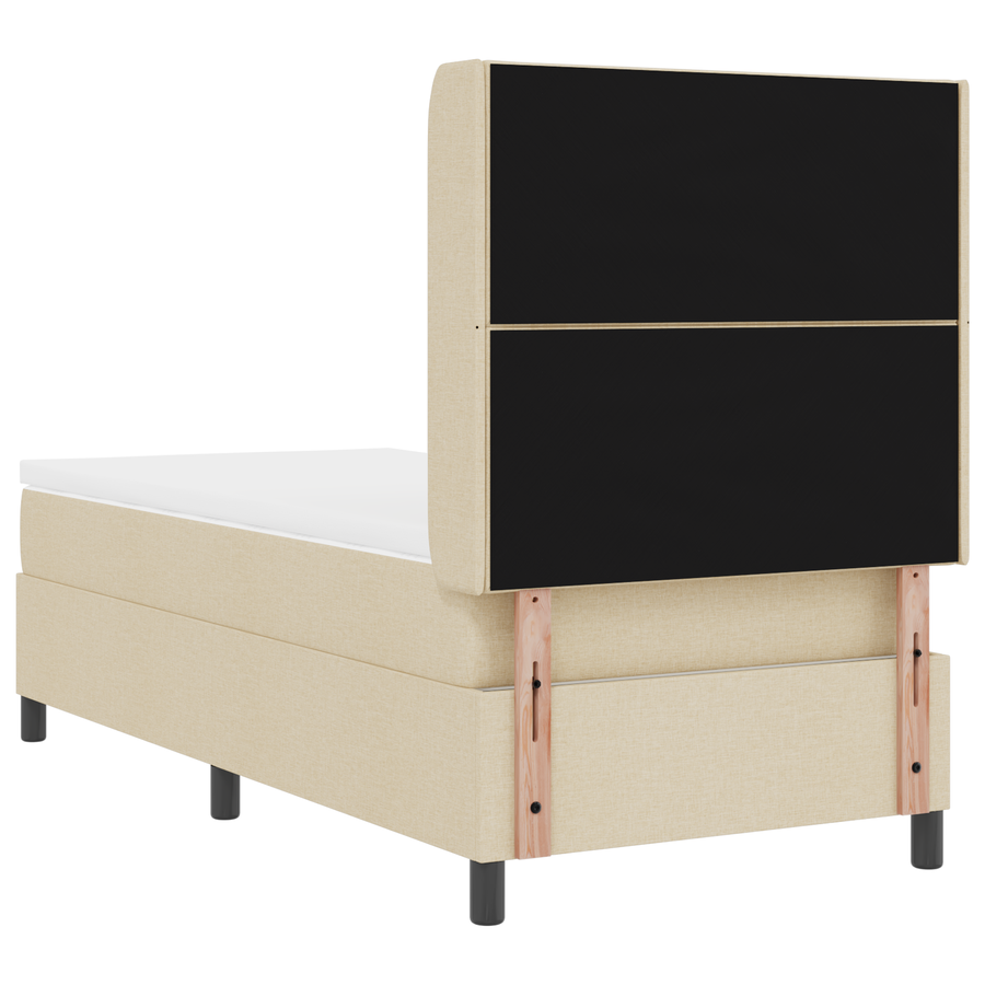 Boxspringbed met matras en LED stof crèmekleurig 100x200 cm