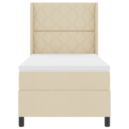 Boxspringbed met matras en LED stof crèmekleurig 100x200 cm