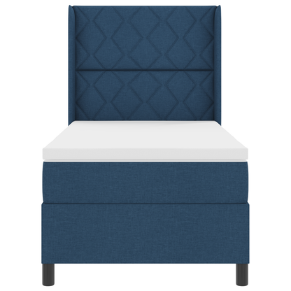 Boxspringbed met matras en LED stof blauw 100x200 cm