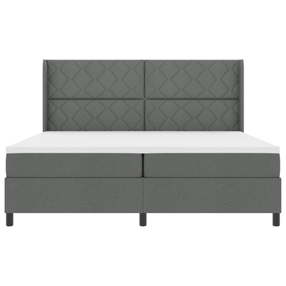 Boxspringbed met matras en LED stof donkergrijs 200x200 cm