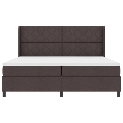 Boxspring Bed met Matras & LED Donkerbruin 200x200 cm Stoffering