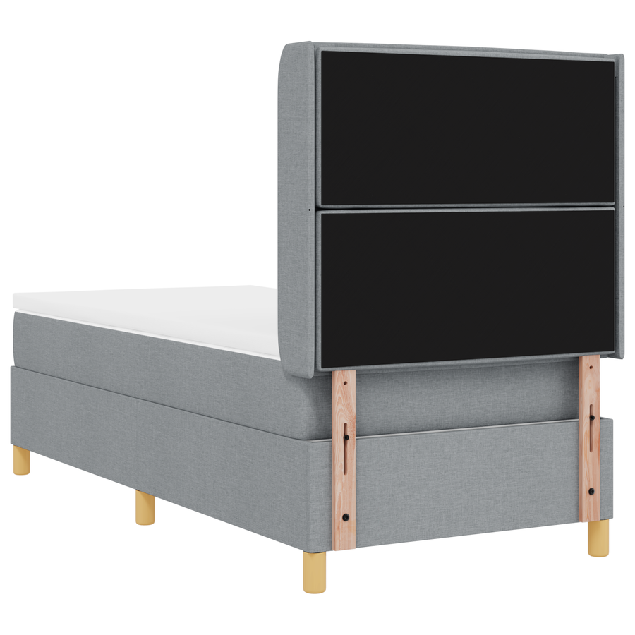 Boxspringbed met matras en LED stof lichtgrijs 80x200 cm