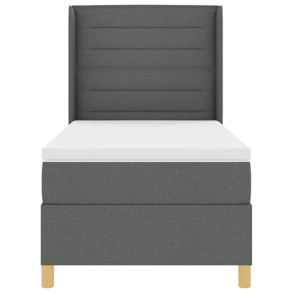 Boxspringbed met matras en LED stof donkergrijs 80x200 cm