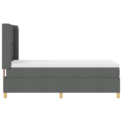 Boxspringbed met matras en LED stof donkergrijs 90x190 cm