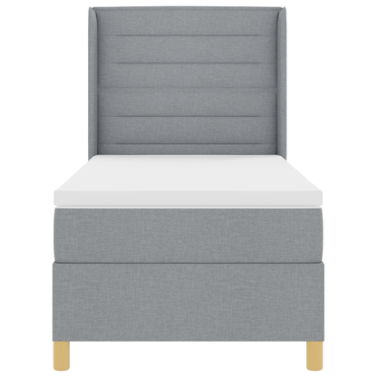Boxspringbed met matras en LED stof lichtgrijs 90x200 cm