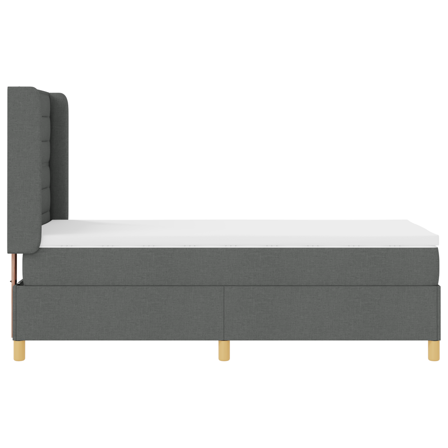Boxspringbed met matras en LED stof donkergrijs 90x200 cm