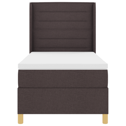 Boxspringbed met matras en LED stof donkerbruin 100x200 cm