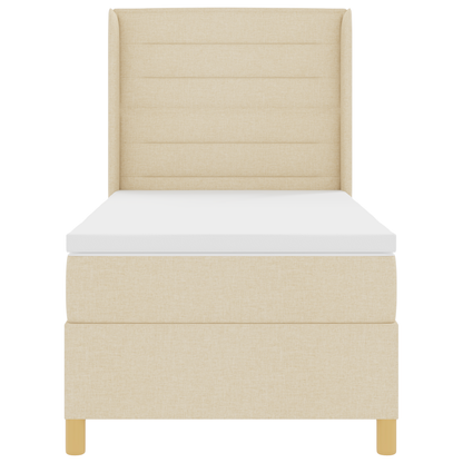 Boxspringbed met matras en LED stof crèmekleurig 100x200 cm