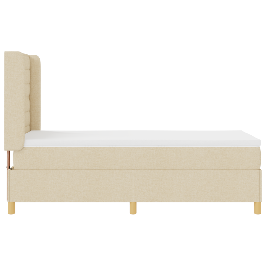 Boxspringbed met matras en LED stof crèmekleurig 100x200 cm