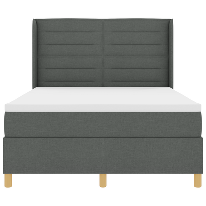 Boxspringbed met matras en LED stof donkergrijs 140x190 cm