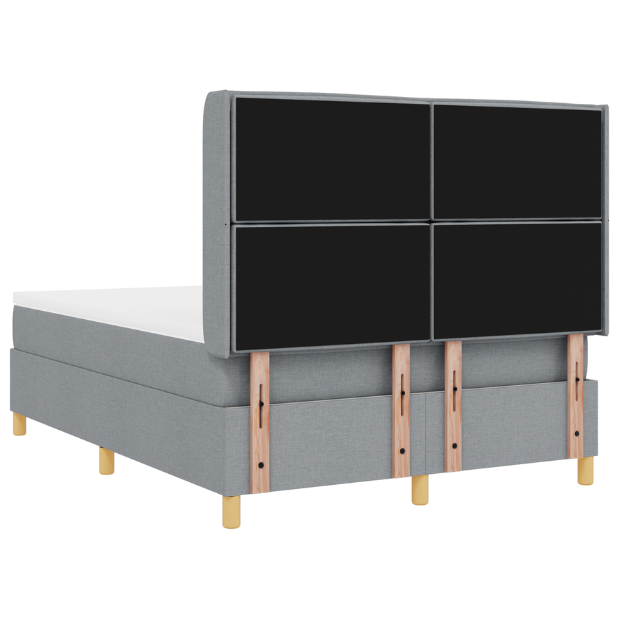 Boxspringbed met matras en LED stof lichtgrijs 140x200 cm