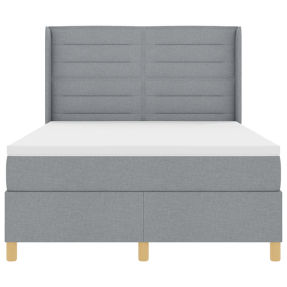 Boxspringbed met matras en LED stof lichtgrijs 140x200 cm