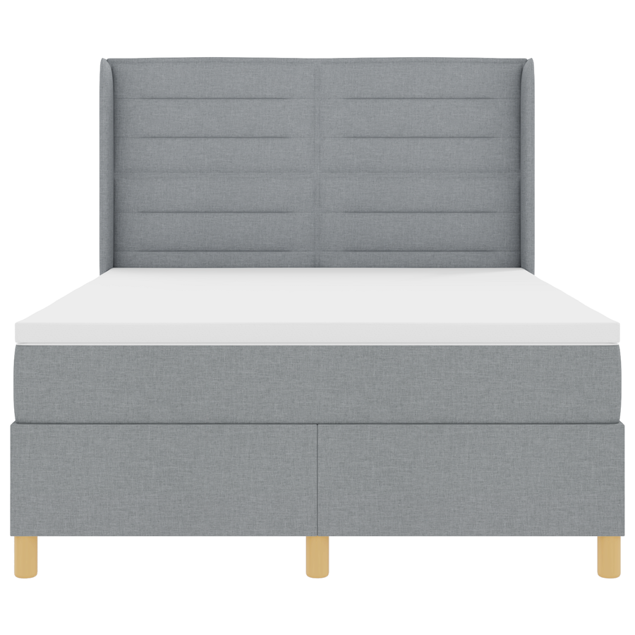 Boxspringbed met matras en LED stof lichtgrijs 140x200 cm