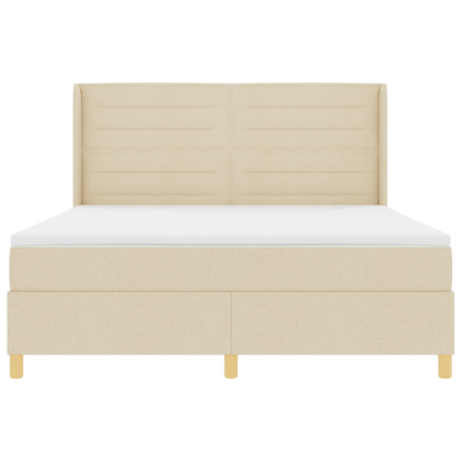 Boxspringbed met matras en LED stof crèmekleurig 180x200 cm