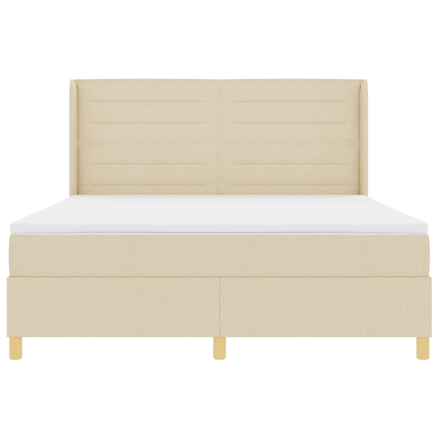 Boxspringbed met matras en LED stof crèmekleurig 180x200 cm
