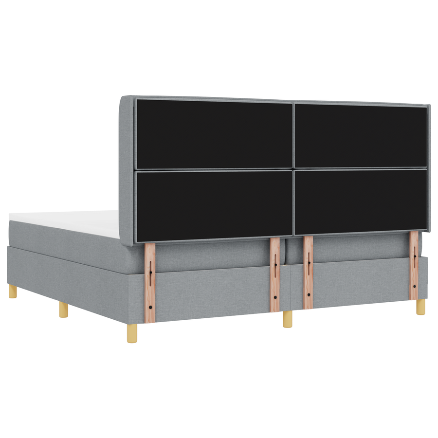 Boxspringbed met matras en LED stof lichtgrijs 200x200 cm
