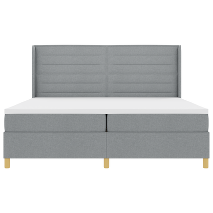 Boxspringbed met matras en LED stof lichtgrijs 200x200 cm