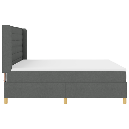 Boxspringbed met matras en LED stof donkergrijs 200x200 cm