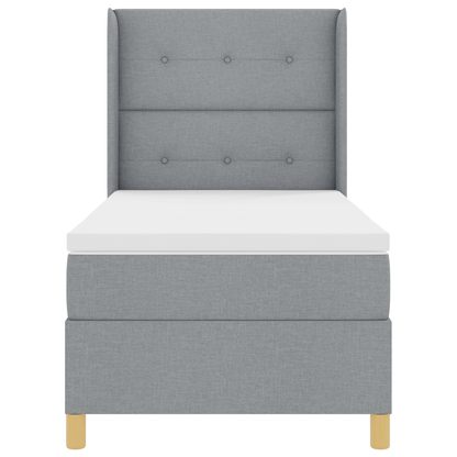 Boxspringbed met matras en LED stof lichtgrijs 80x200 cm