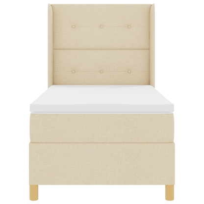Boxspringsbed met matras en LED stof crèmekleurig 80x200 cm