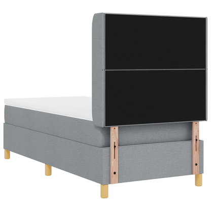 Boxspringbed met matras en LED stof lichtgrijs 90x200 cm