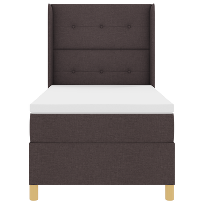 Boxspringbed met matras en LED stof donkerbruin 90x200 cm