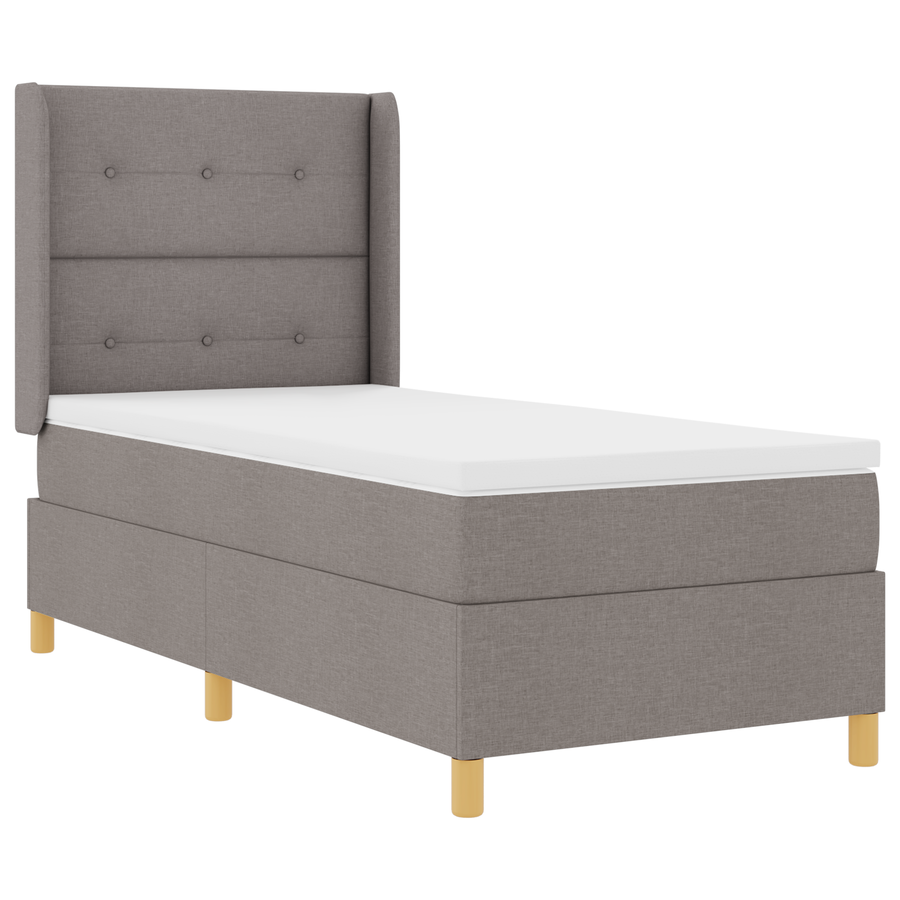 Boxspringbed met matras en LED stof taupe 90x200 cm