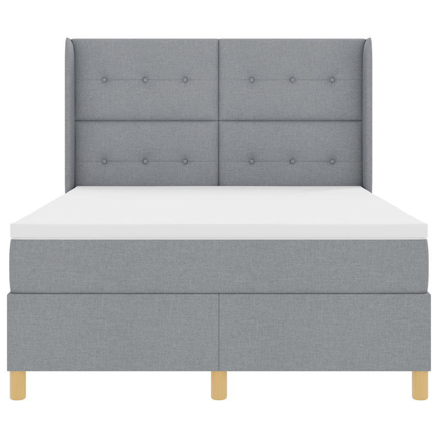 Boxspringbed met matras en LED stof lichtgrijs 140x190 cm