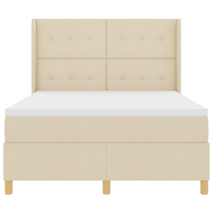 Boxspringbed met matras en LED stof crèmekleurig 140x190 cm