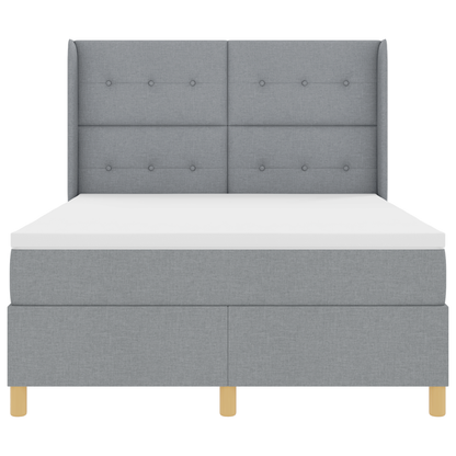 Boxspringbed met matras en LED stof lichtgrijs 140x200 cm