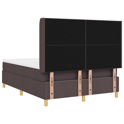 Boxspringbed met matras en LED stof donkerbruin 140x200 cm