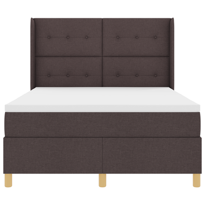 Boxspringbed met matras en LED stof donkerbruin 140x200 cm