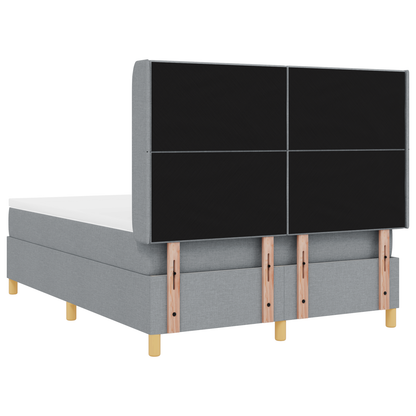 Boxspringbed met matras en LED stof lichtgrijs 160x200 cm