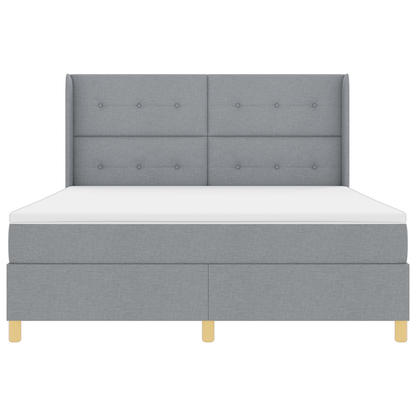 Boxspringbed met matras en LED stof lichtgrijs 180x200 cm