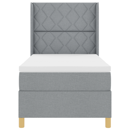 Boxspringbed met matras en LED stof lichtgrijs 100x200 cm