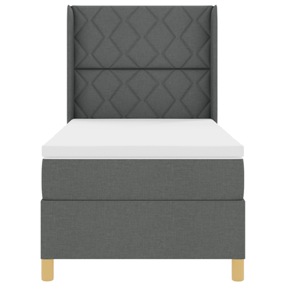 Boxspringbed met matras en LED stof donkergrijs 100x200 cm